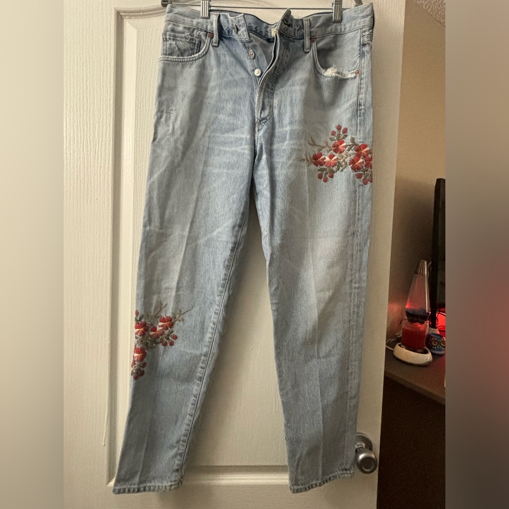 Citizen of Humanity Liya High Rise Classic Fit Crop Embroidered Jeans